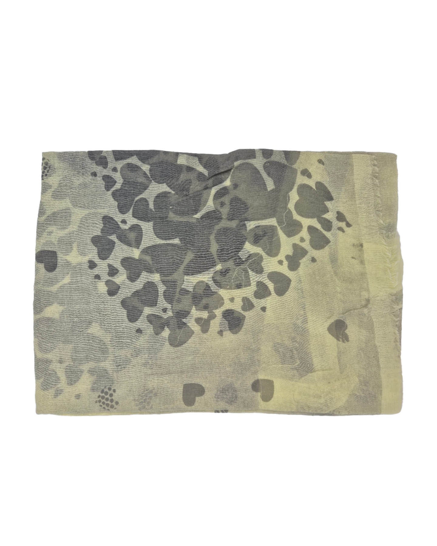 Licht Gele sjaal met grijze hartjesprint | Geel