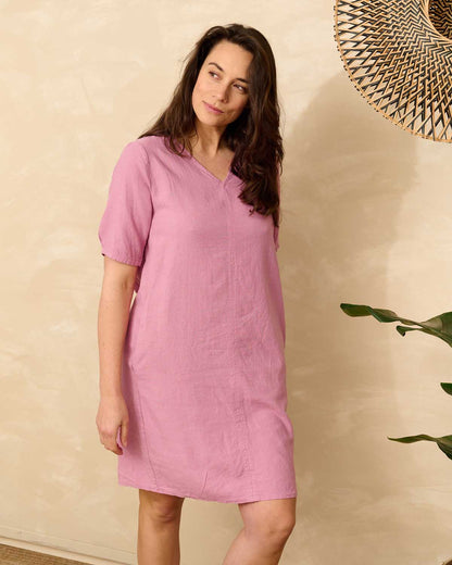 Jurk - Linde Linnen Uni | Oud-Roze