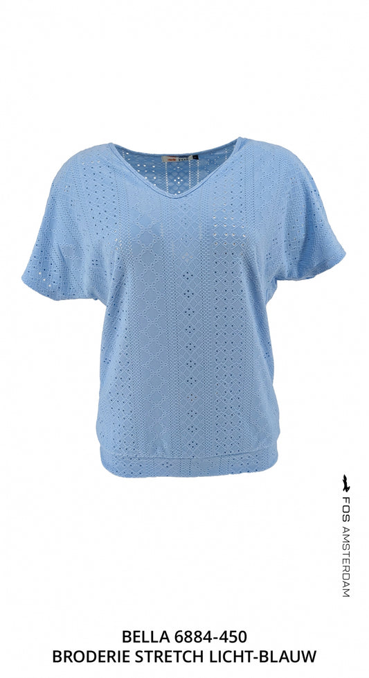 Bella - Broderie Stretch | Licht-Blauw