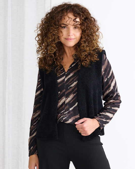 Gilet - Margriet Duffel Lurex | Zwart Gilets