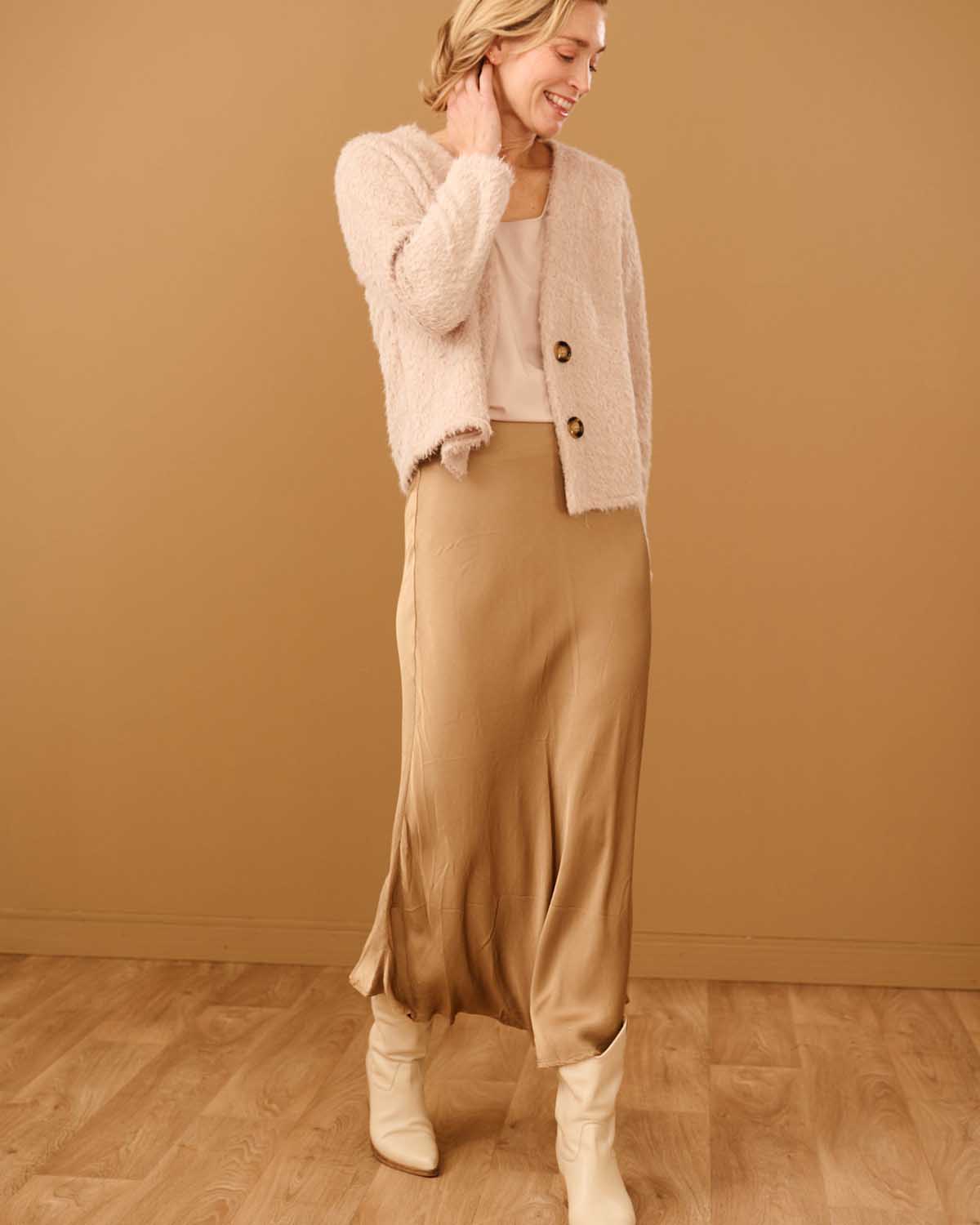 Rok - Mea Uni Satijn | Camel Rokken