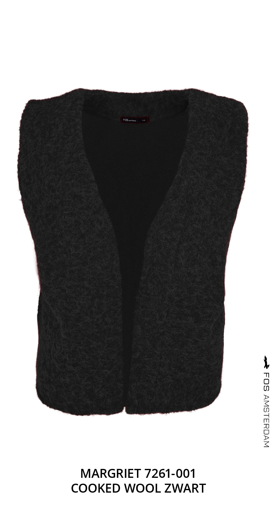 Gilet - Margriet Cooked wool | Zwart