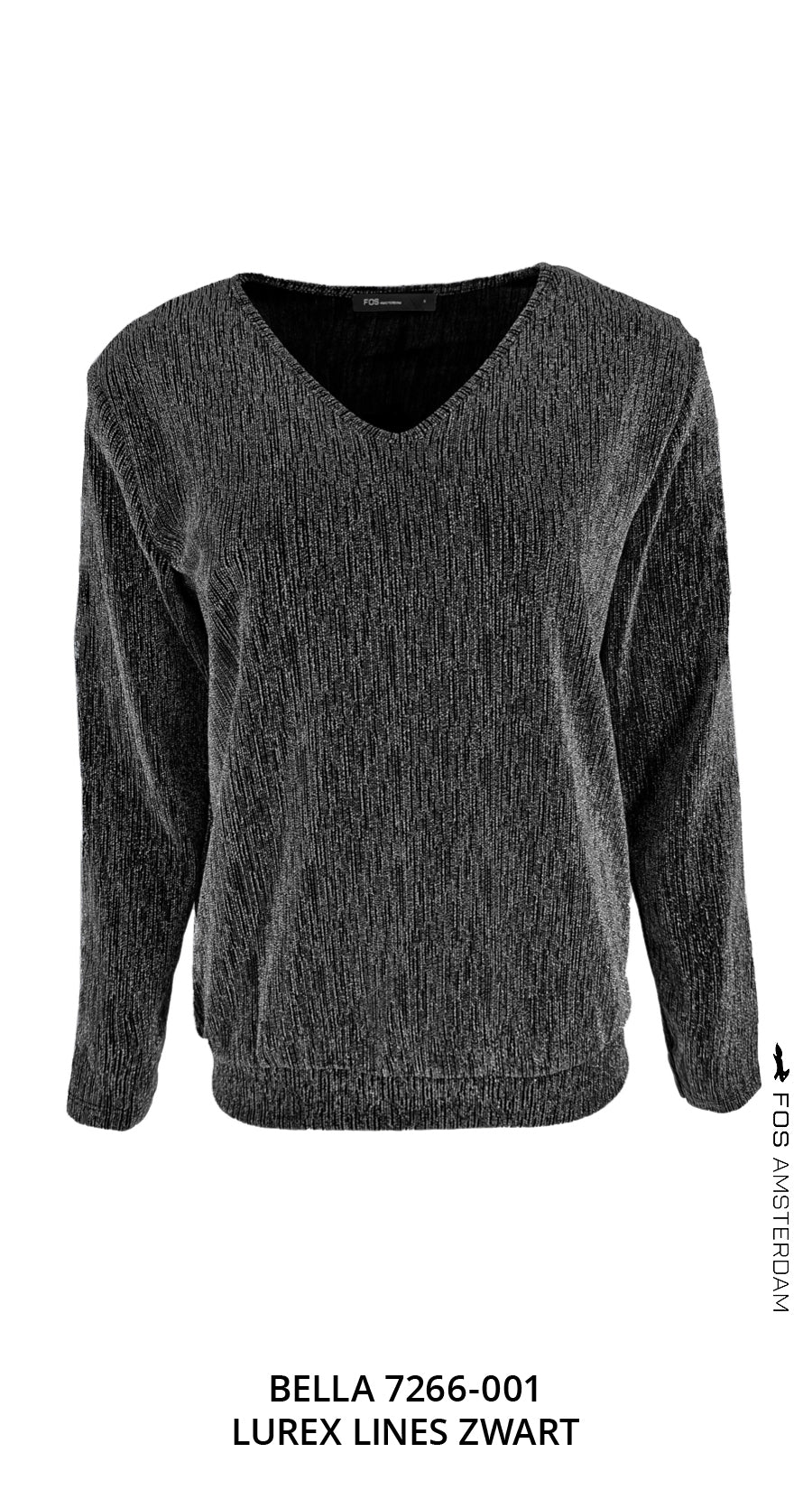 Top - Bella Lurex Lines | Zwart