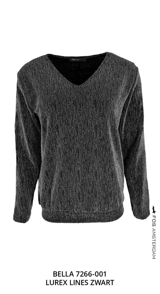 Top - Bella Lurex Lines | Zwart