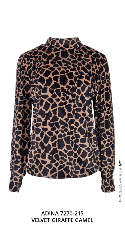 Top - Adina Velvet Giraffe | Camel