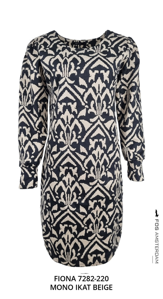 Jurk - Fiona Mono Ikat | Beige