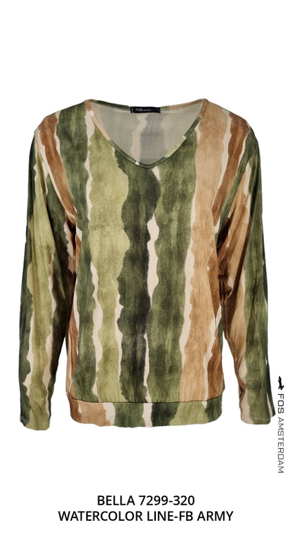 Top - Bella Watercolor Line-FB | Army