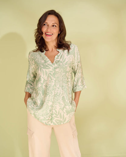 Top - Kylie Mono bloem | Mint