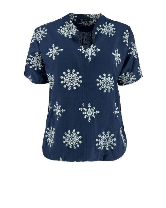 Top - Doortje Borduureffect | Navy