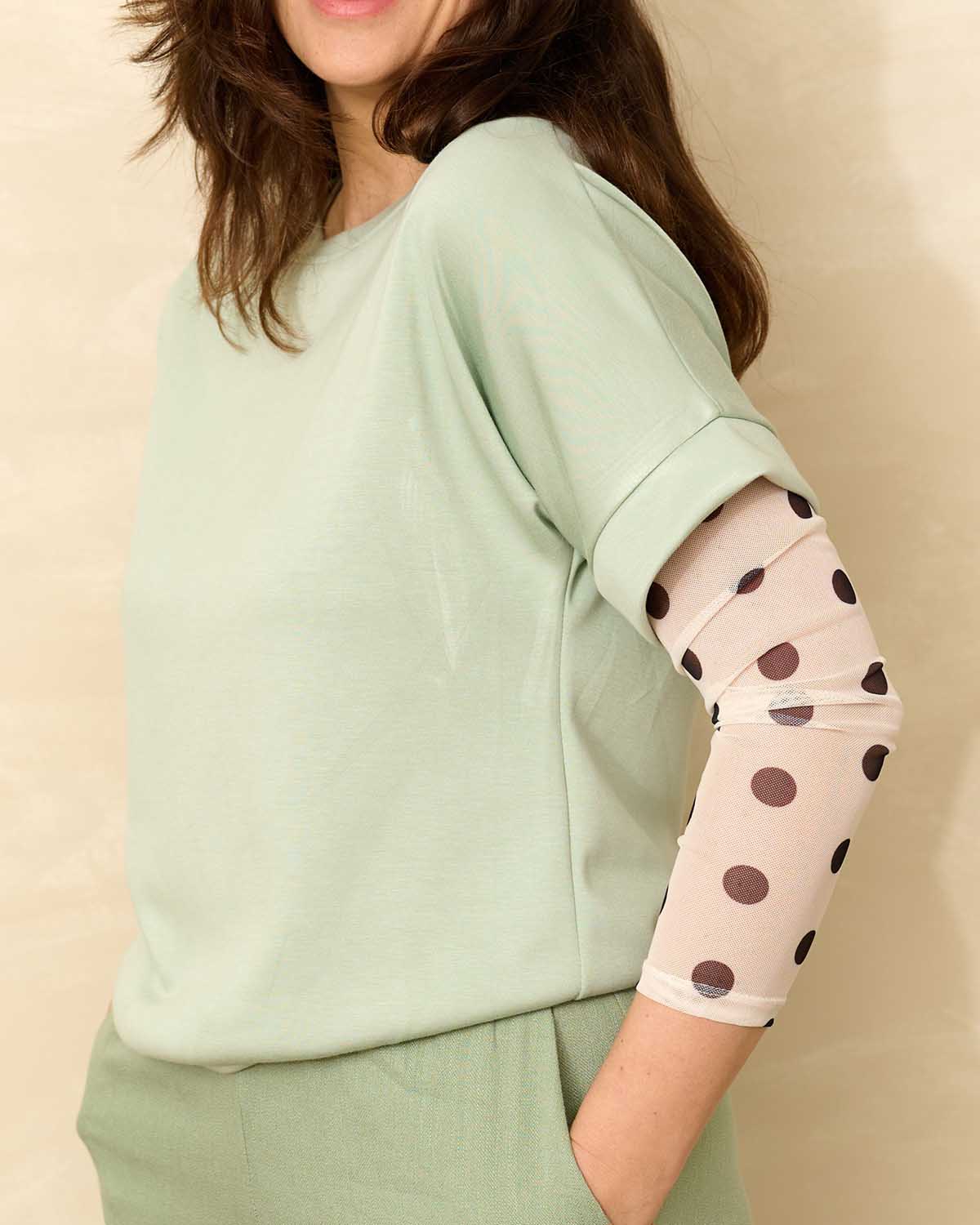 Top Lacie Zwart met tule nop