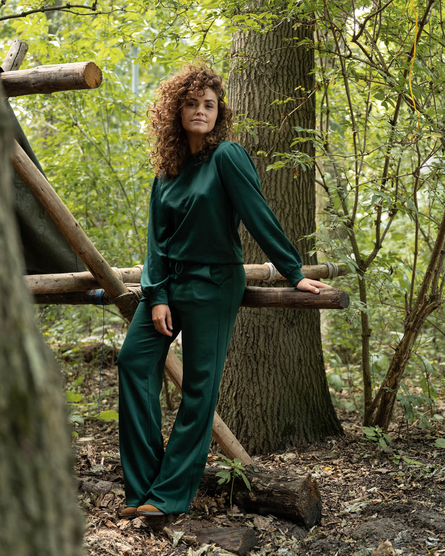 Wijde broek Ria bottle green