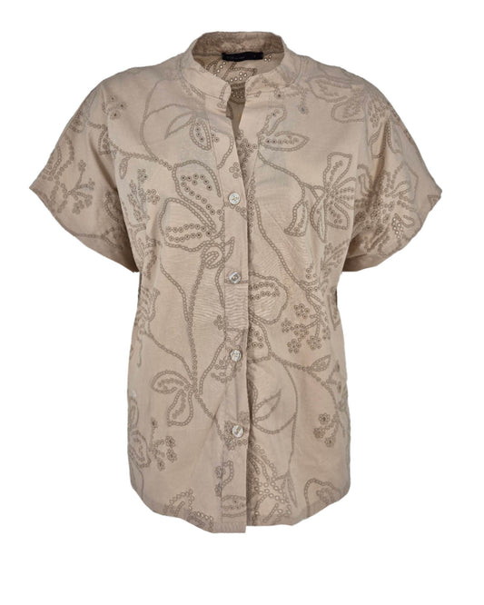Blouse - Katie Broderie Blad | Beige