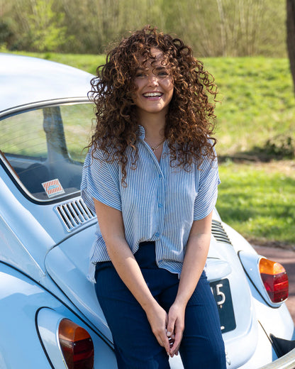 Blouse - Katie Classic streep | Licht-Blauw