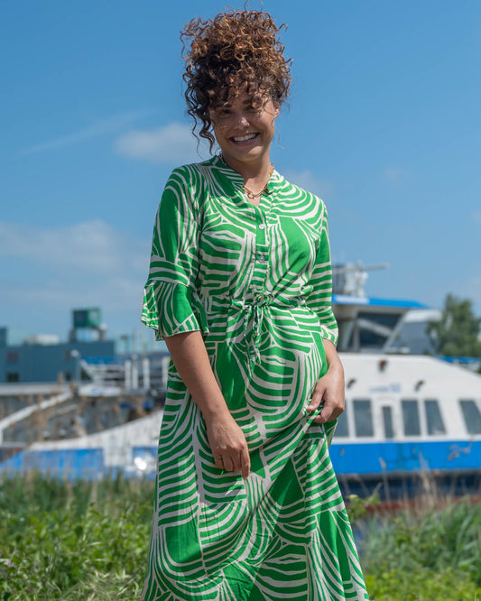 Jurk - Lalia Curvy Lines | Groen