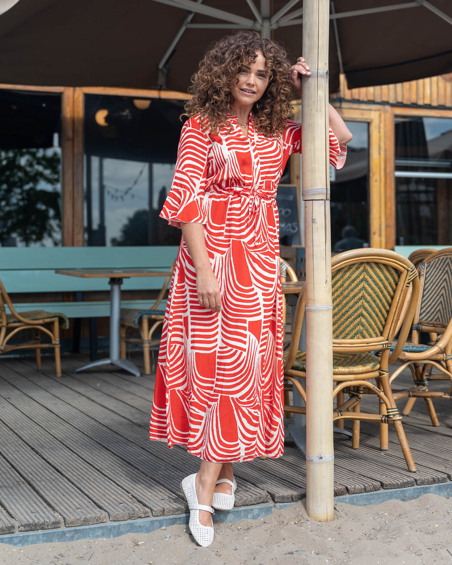 Jurk - Lalia Curvy Lines | Rood