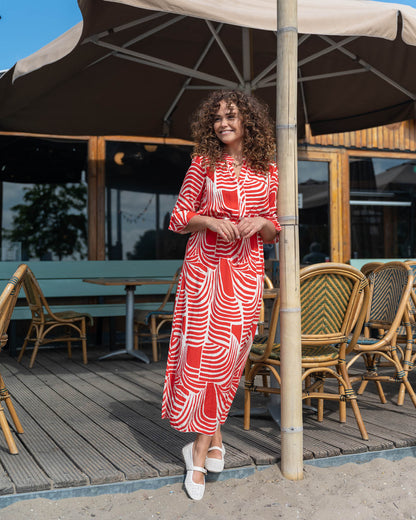Jurk - Lalia Curvy Lines | Rood