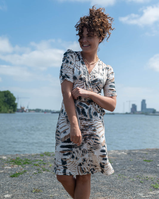 Jurk - Joyo Palmstreep | Beige