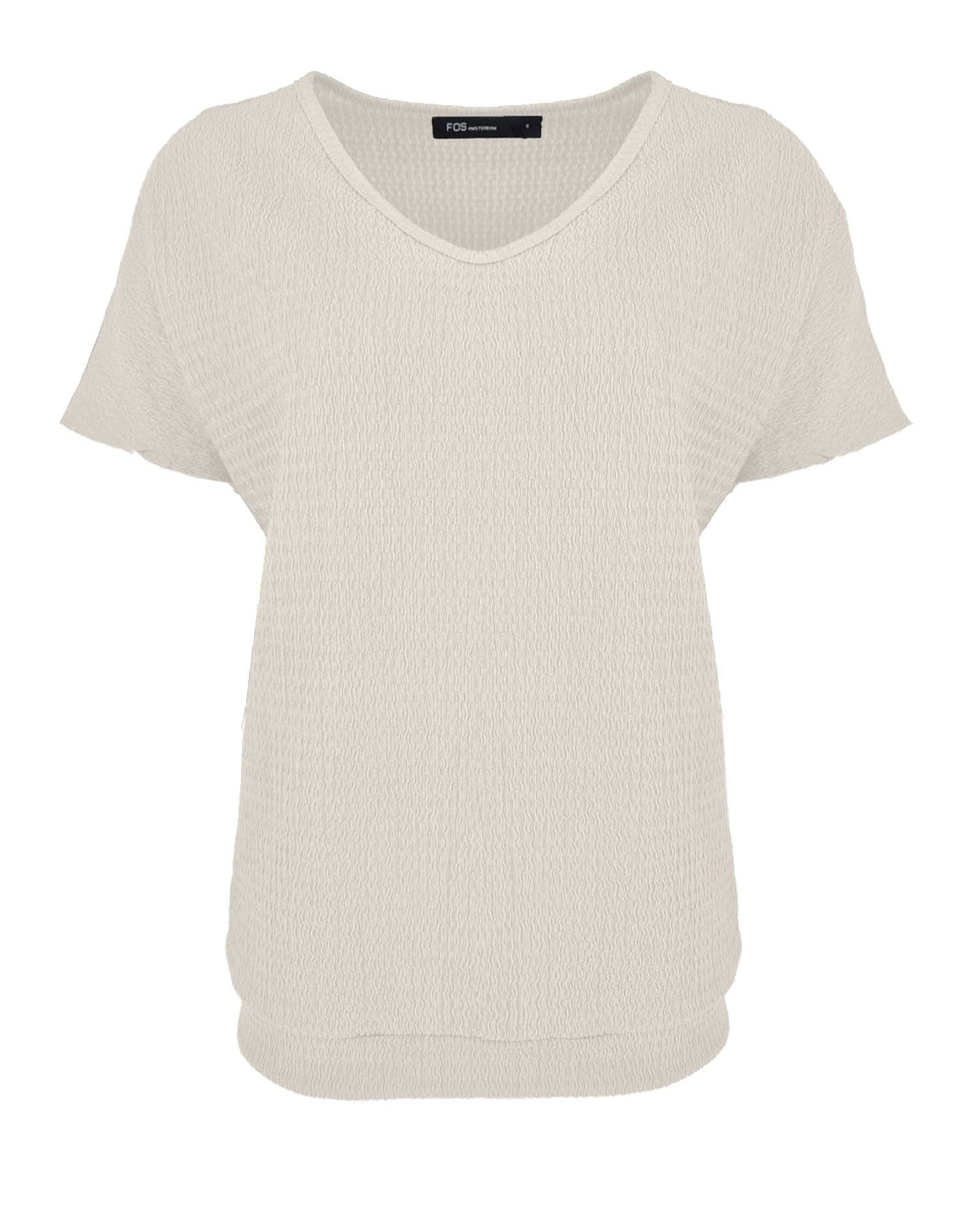 Blouson Bella met V-hals en structuur in wit