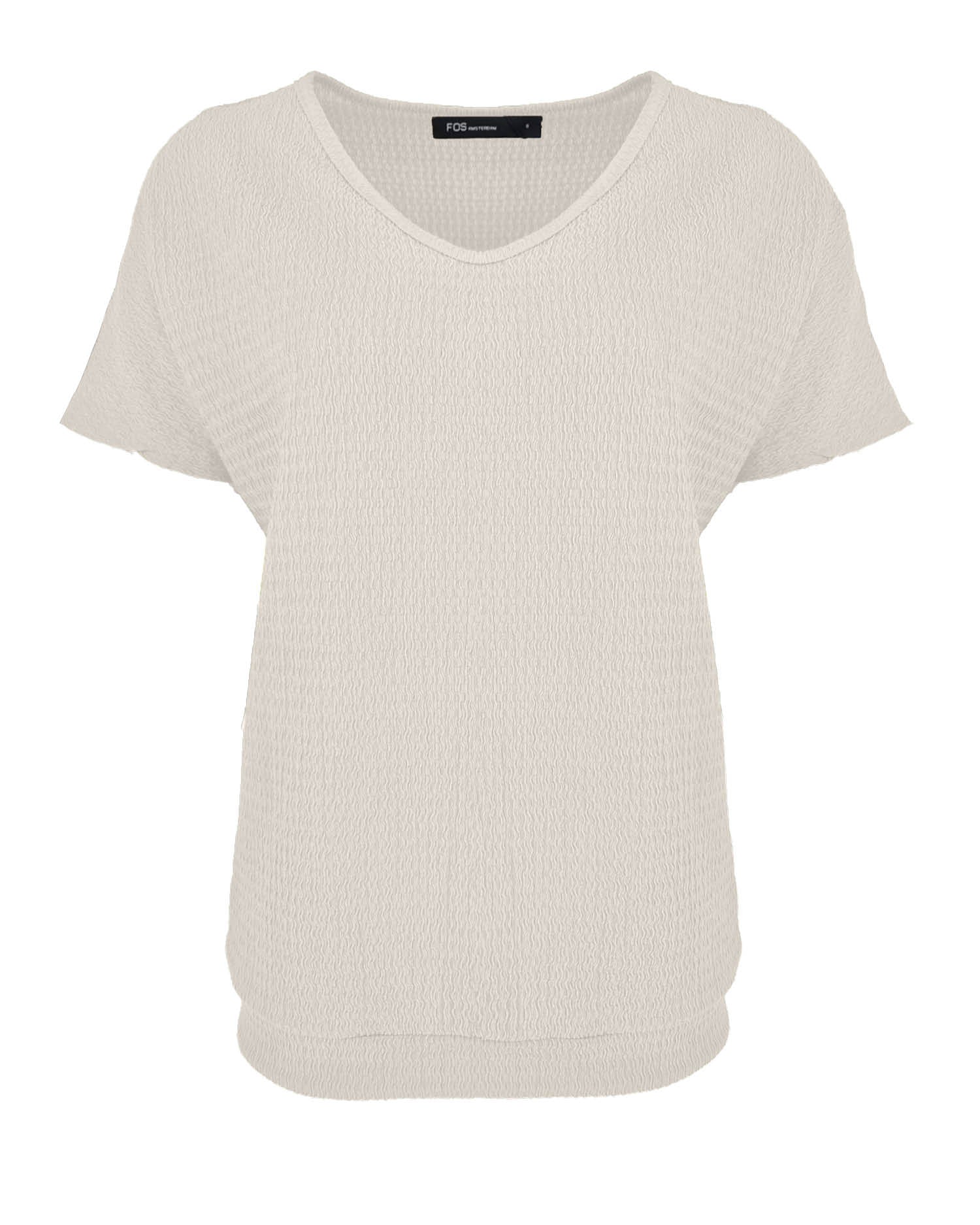 Blouson Bella met V-hals en structuur in wit