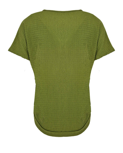 Olijfgroene blouson met V-hals en structuur