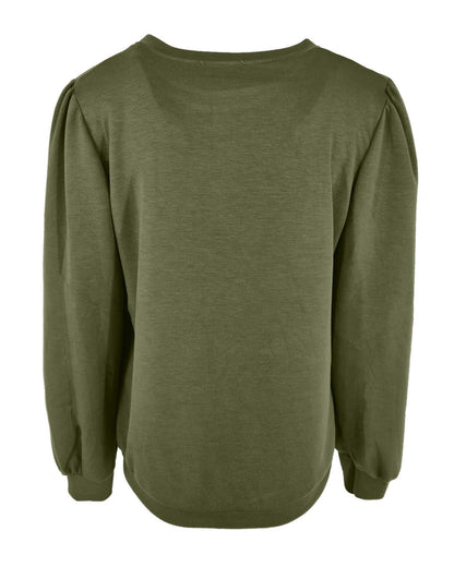Army trui Jet met pofmouwen en ronde hals