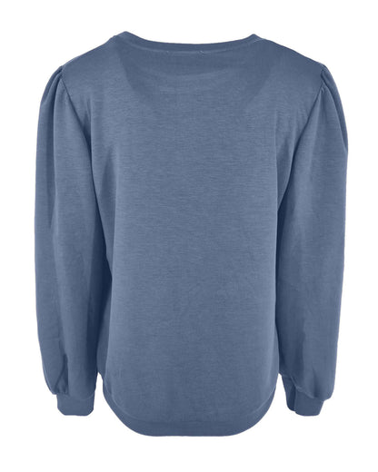 Jeans trui Jet met pofmouwen en ronde hals