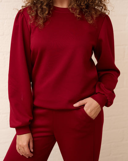 Trui Jet met pofmouwen in Rood.