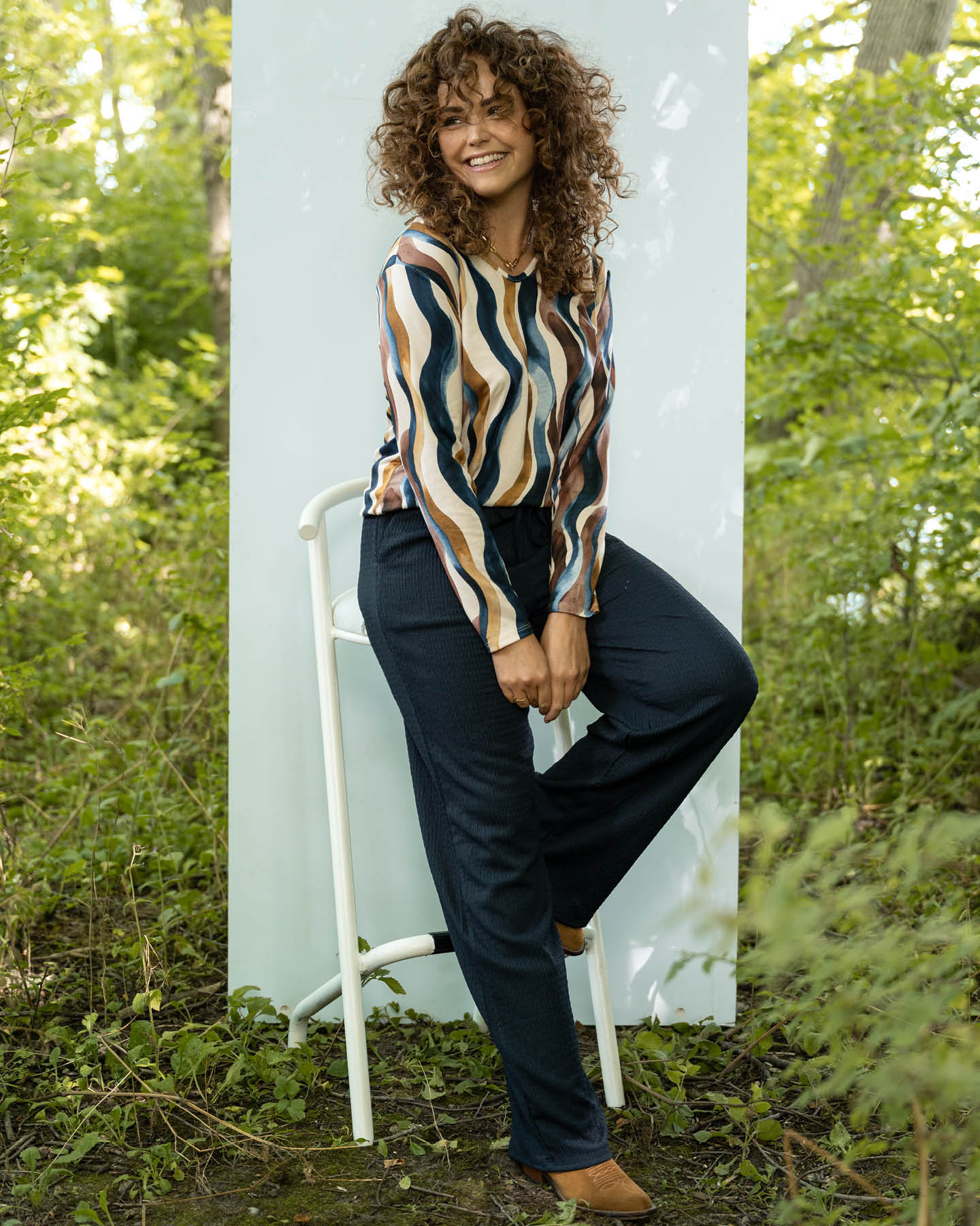 Top - Bella Brush Strokes-FB | Navy