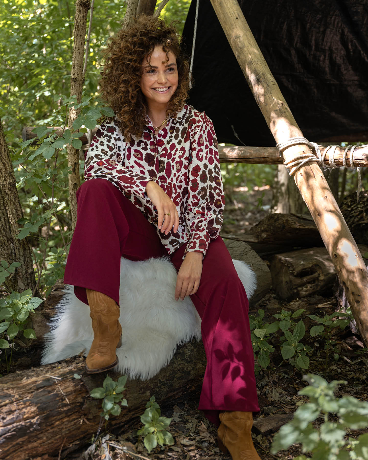 Blouse - Evita Colourful Panter | Bordeaux