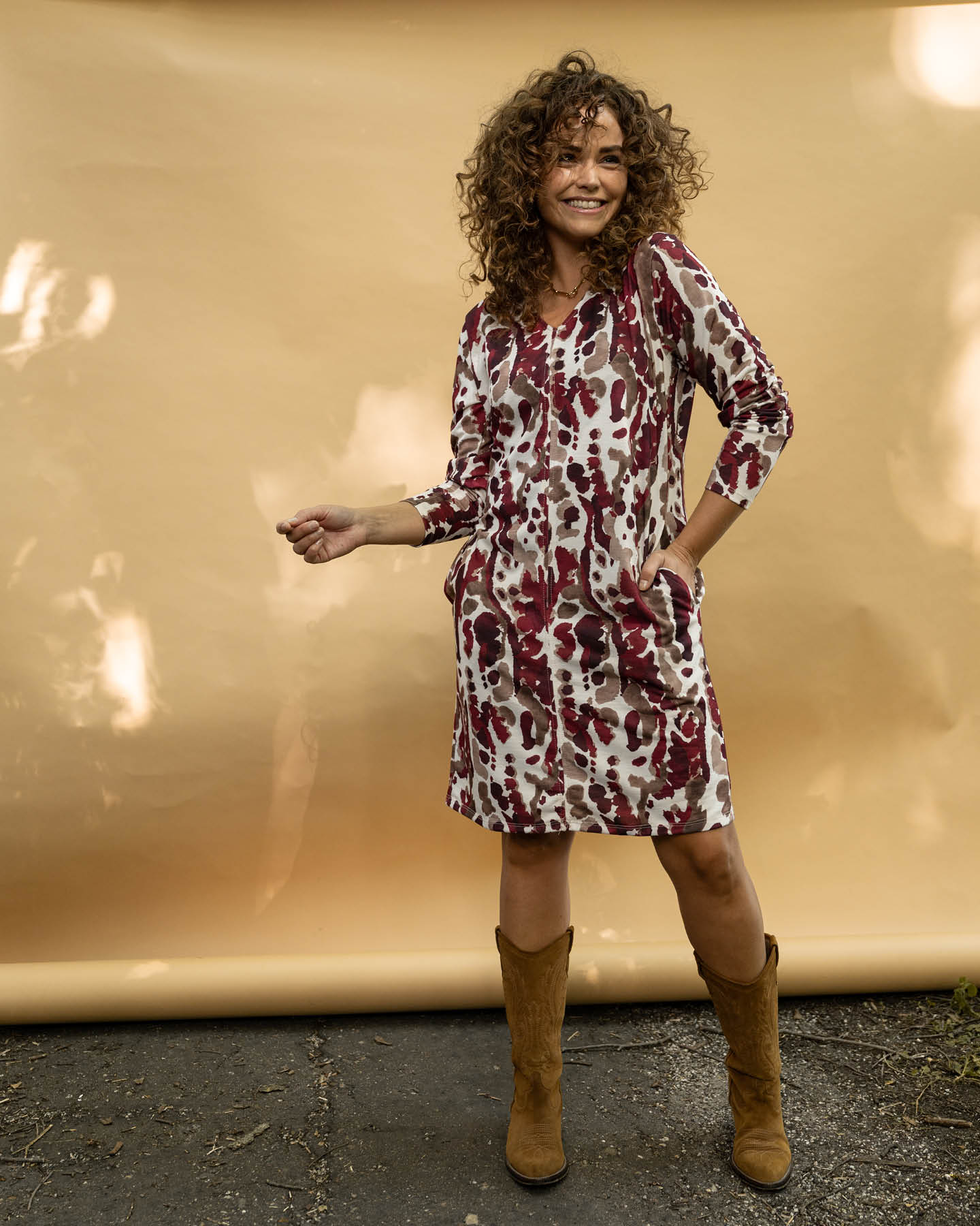 Jurk - Lindi Arty Snake | Bordeaux Jurken