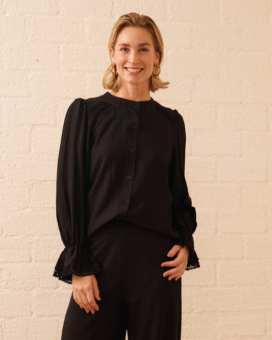 Blouse - Nina Uni | Zwart Tops & Blouses