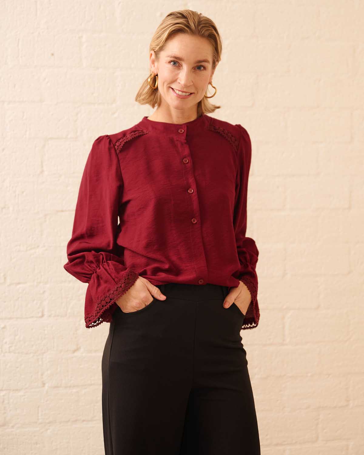 Blouse - Nina Uni | Bordeaux Tops & Blouses