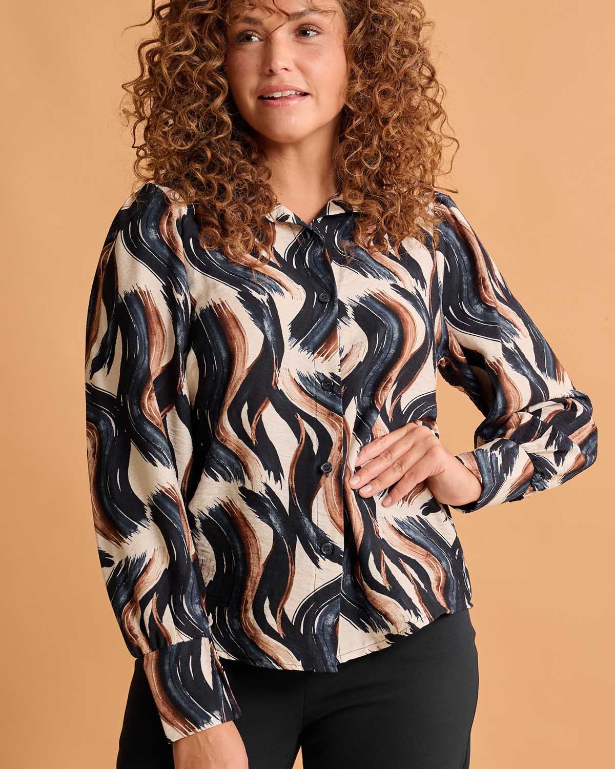 Blouse - Evita Artist lines | Navy Tops & Blouses
