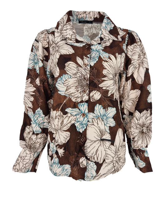 Blouse - Evita Boeket line | Bruin