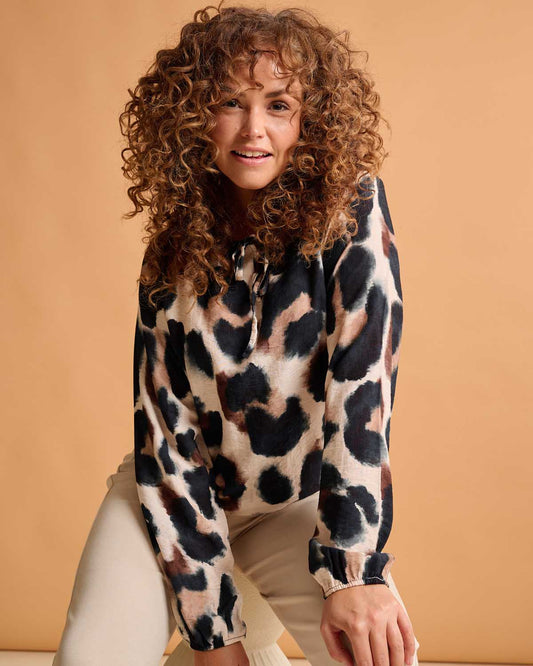 Blouson - Lexi Aqua Panter | Navy Tops & Blouses