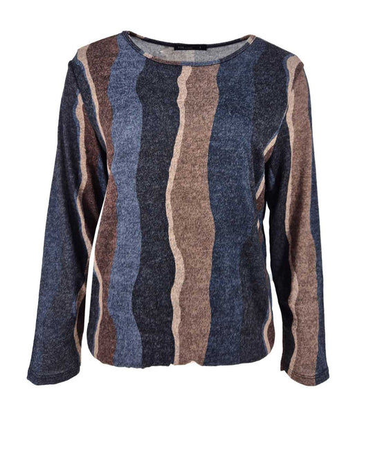 Top - Sisi Streep-FB | Navy Tops & Blouses