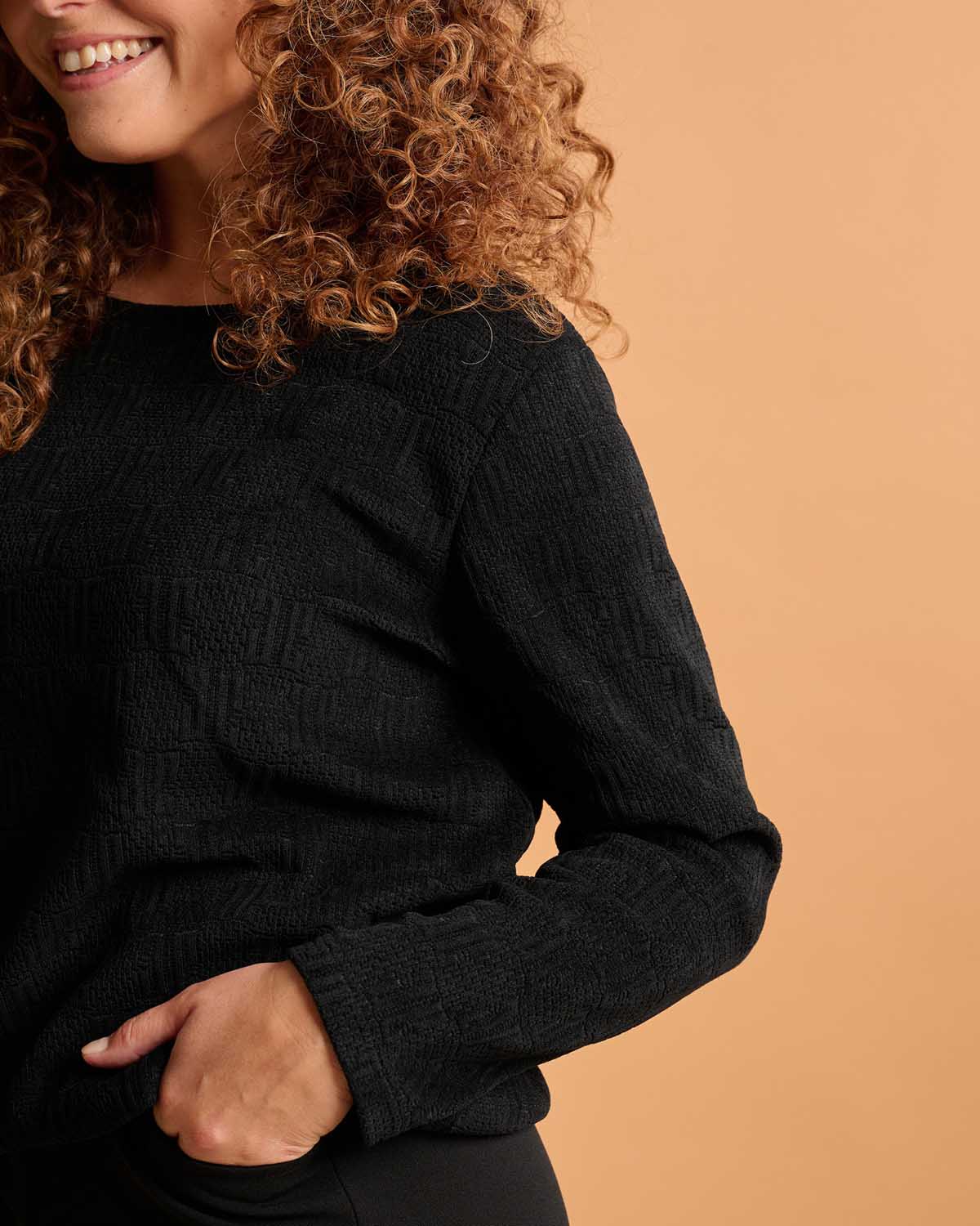 Top - Sisi Jacquard | Zwart Tops & Blouses