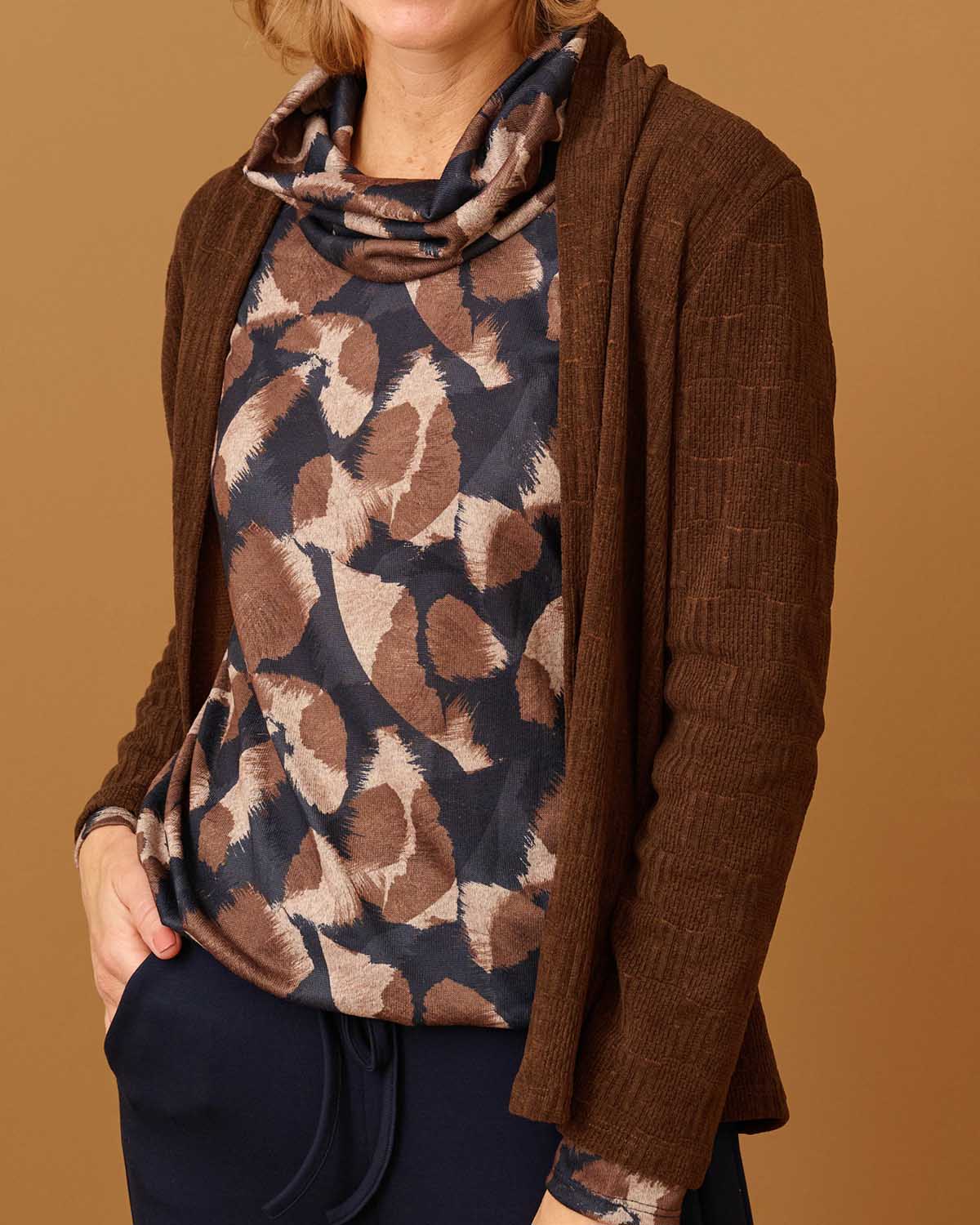 Vest - Londa Jacquard | Bruin Vesten & Truien