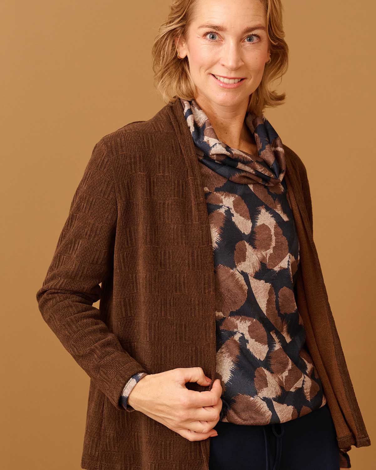 Vest - Londa Jacquard | Bruin Vesten & Truien