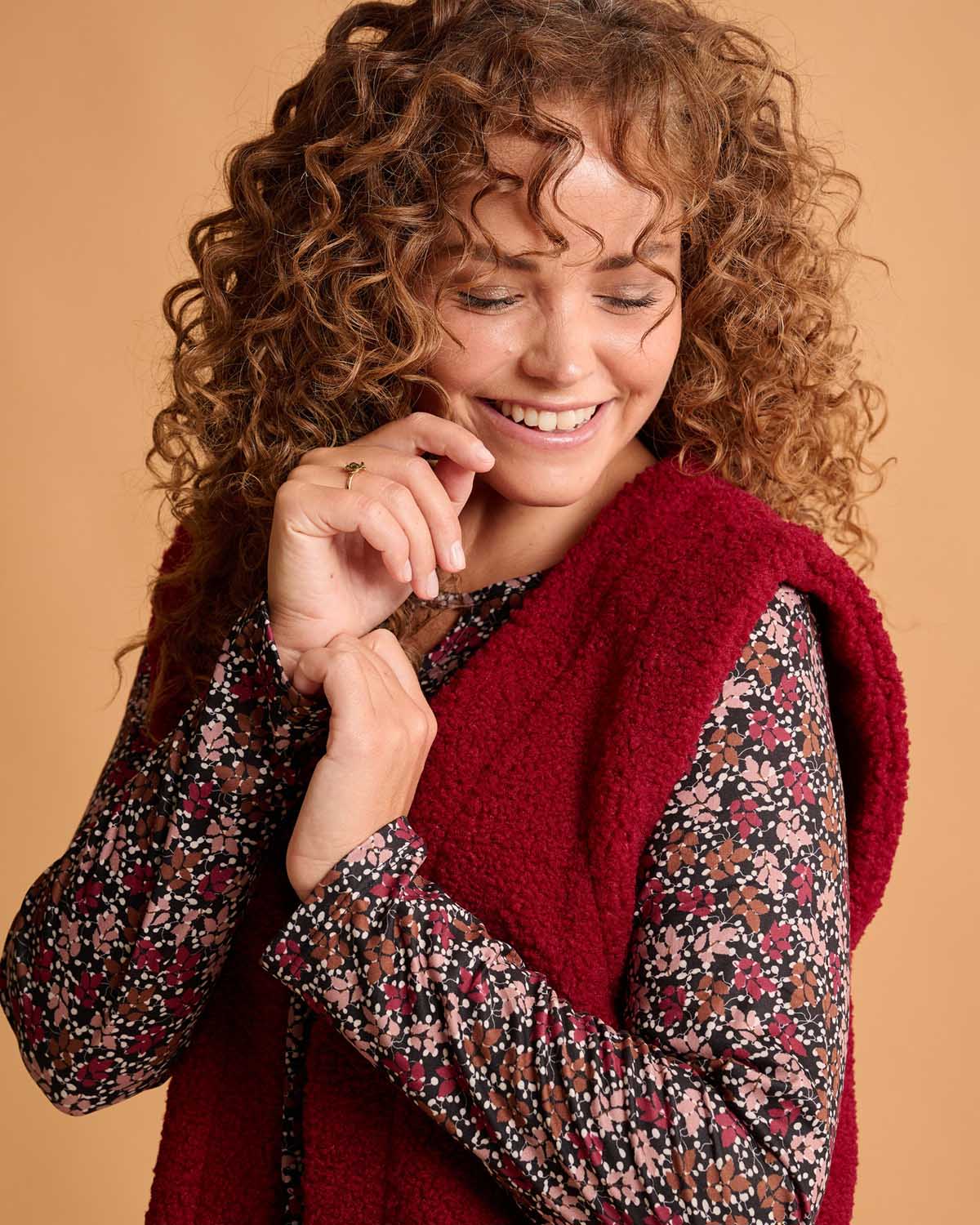 Gilet - Margriet Teddie Suede | Bordeaux Gilets