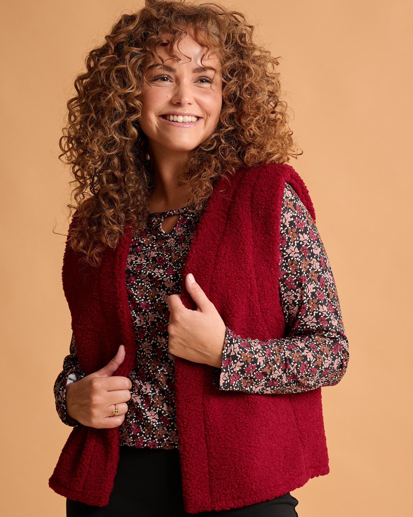 Gilet - Margriet Teddie Suede | Bordeaux