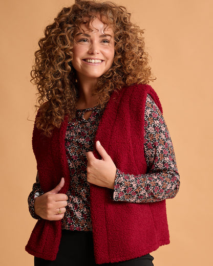 Gilet - Margriet Teddie Suede | Bordeaux