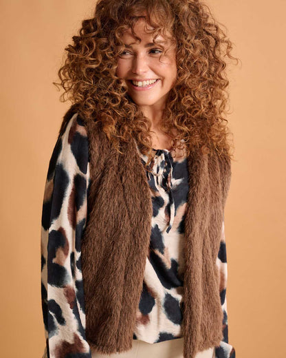 Gilet - Margriet Beaver | Bruin Gilets