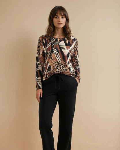 Top - Mimi Panter brush-FB | Zwart Tops & Blouses