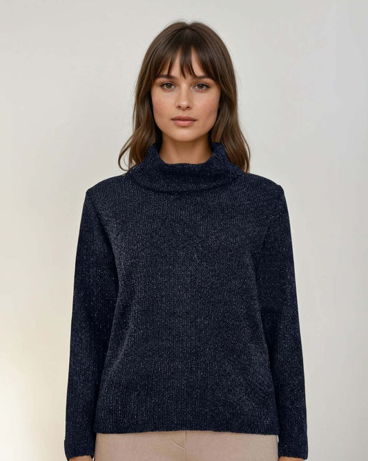 top nico soft lurex navy