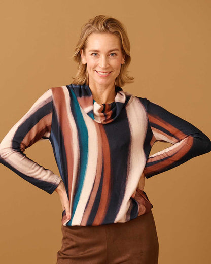 Top - Nico Lines-FB | Navy Tops & Blouses