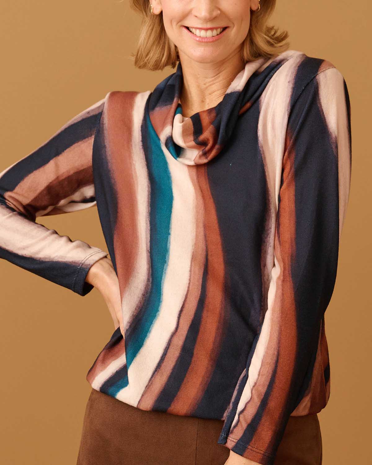 Top - Nico Lines-FB | Navy Tops & Blouses