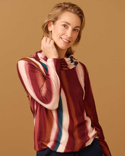 Top - Nico Lines-FB | Bordeaux Tops & Blouses