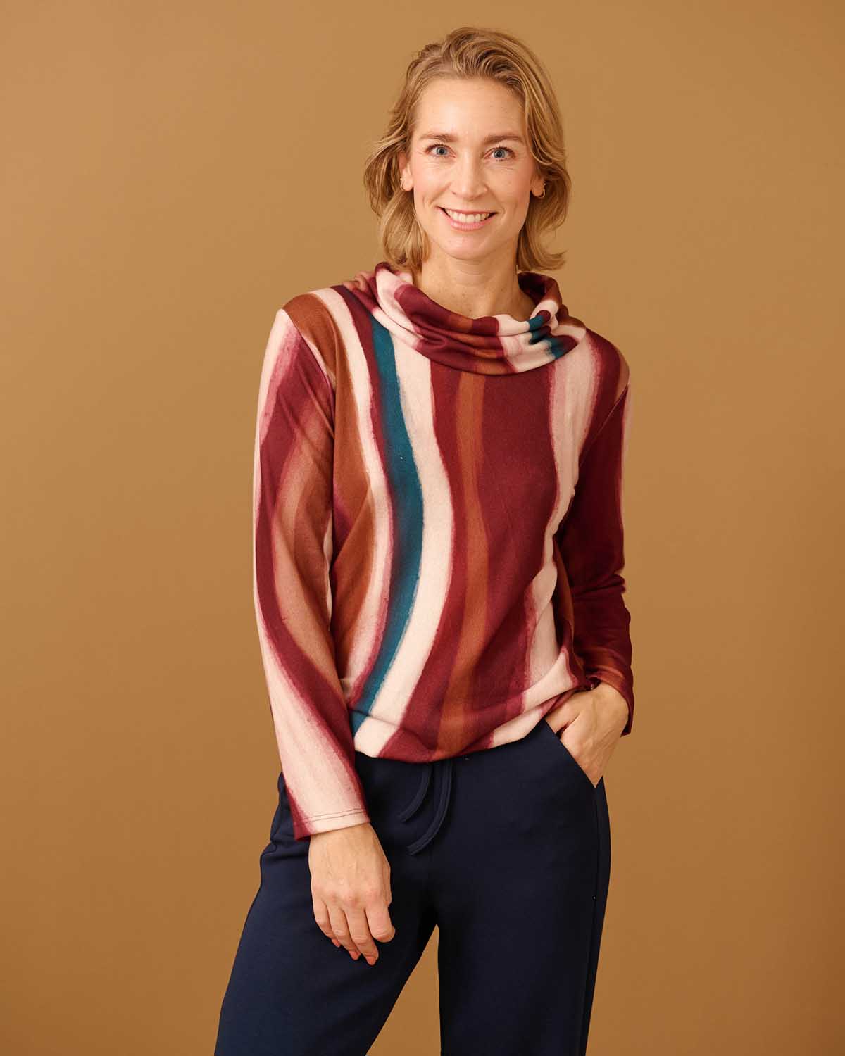Top - Nico Lines-FB | Bordeaux Tops & Blouses
