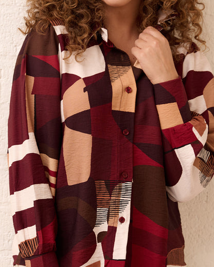 Blouse - Evita Aquarel contour | Bordeaux